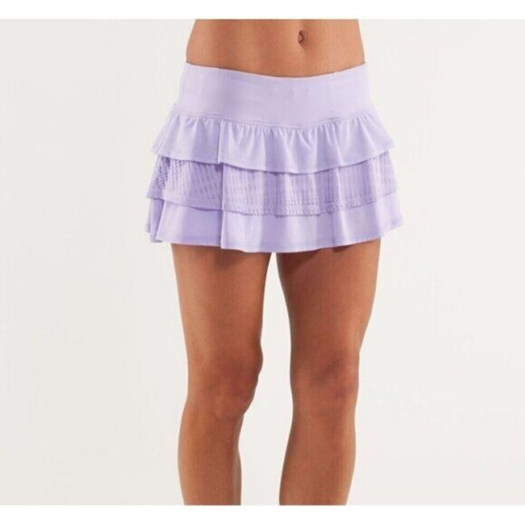 lululemon athletica Dresses & Skirts - Lululemon Run- Nothing to Hide Mini Skirt-Lilac Size 10- RARE